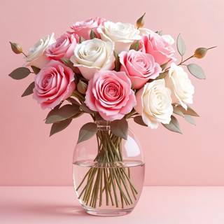 Pink & White Roses Bouquet