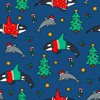 Festive dolphins and whales