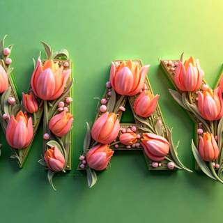 May 3D Pink Tulips