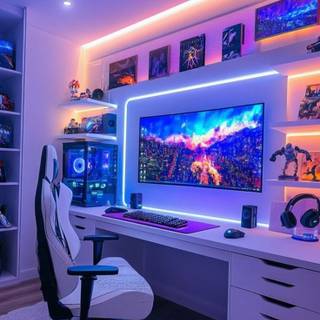 whitish gaming setup