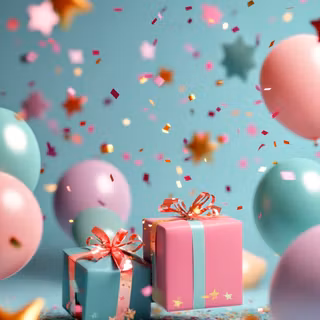 Presents and party balloons 