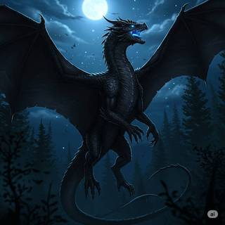 Black Dragon with Blue Eyes