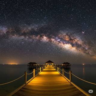 Tropical Pier underneath the Milky Way