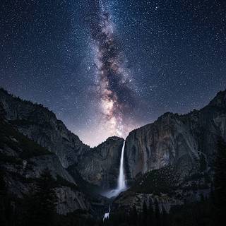 Yosemite Falls underneath the Milky Way