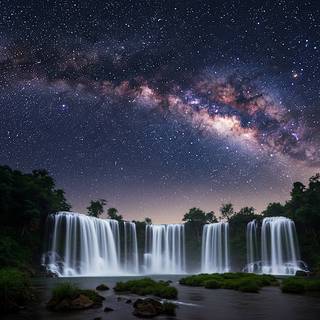 Ban Gioc Waterfalls underneath the Milky Way