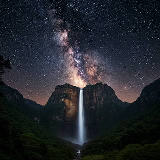 Angel Falls underneath the Milky Way
