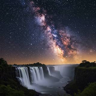 Victoria Falls underneath the Milky Way