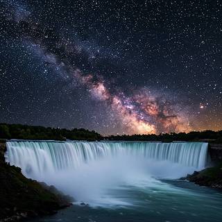 Niagara Falls underneath the Milky Way