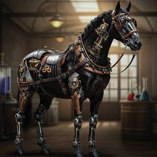 Steampunk Black Horse