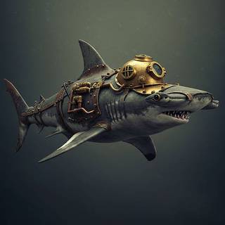 Steampunk Great Hammerhead Shark