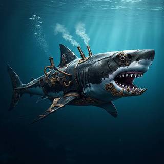 Steampunk Great White Shark