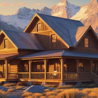 A ranch in the mountains with a wrap around porch 