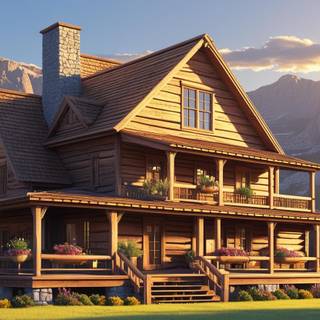 A ranch in the mountains with a wrap around porch 