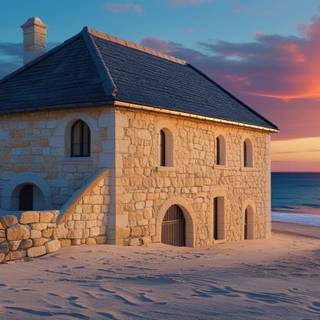 A stonehouse on the beach 