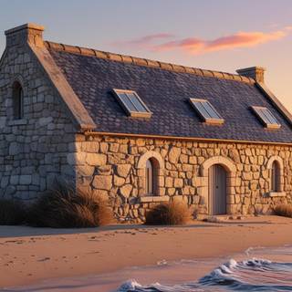 A stonehouse on the beach 