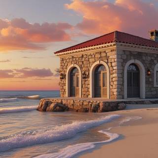 A stonehouse on the beach 