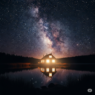 Lakeside Cabin underneath the Milky Way