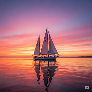 Sailboat sailing at Sunrise