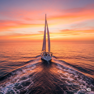 Sailboat sailing at Sunset