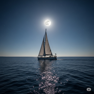 Sailboat under the Full Moon