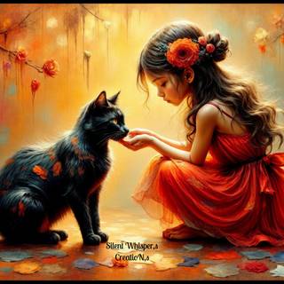 Whispers of Color: A Girl and Her Cat