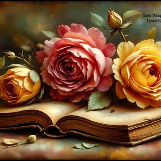 Vibrant Roses on an Open Book Still Life