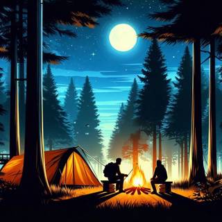 Two guys camping 