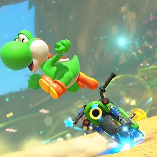 Happy Yoshi - Mario Kart World (Wallpaper)