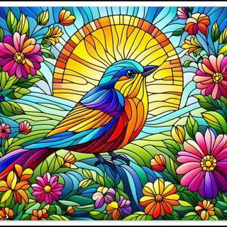 STAIN GLASS EFFECT BIRD