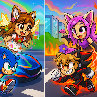 Andy And Isabella Was Wearing Sonic And Tails Vs Zack And Lyla Wearing Shadow And Rouge