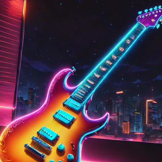 Glowing Neon Electric Guitar