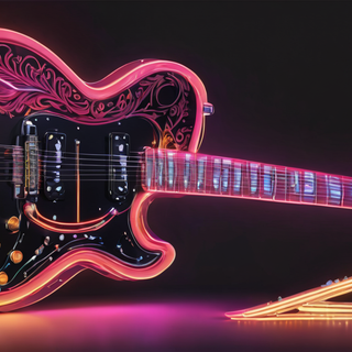 Glowing Neon Electric Guitar