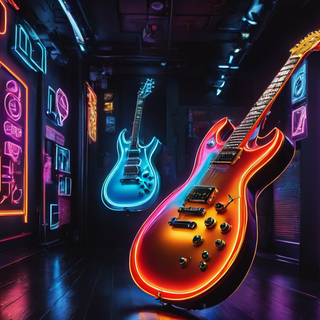 Glowing Neon Electric Guitar