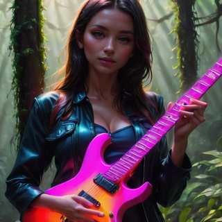 Glowing Neon Electric Guitar