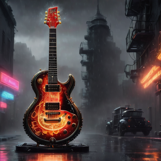 Glowing Neon Electric Guitar