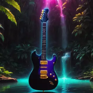 Glowing Neon Electric Guitar