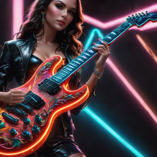 Glowing Neon Electric Guitar