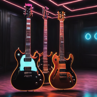 Glowing Neon Electric Guitar