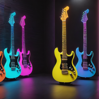 Glowing Neon Electric Guitar