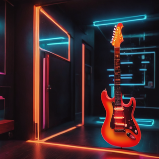 Glowing Neon Electric Guitar