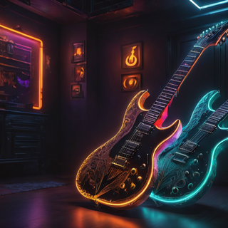 Glowing Neon Electric Guitar