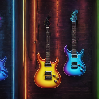 Glowing Neon Electric Guitar
