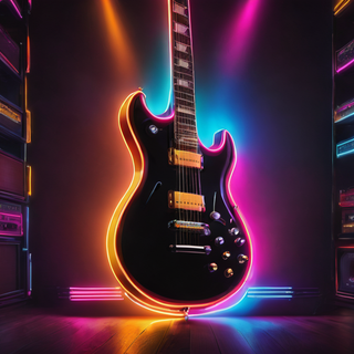 Glowing Neon Electric Guitar