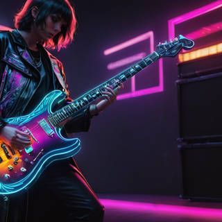 Glowing Neon Electric Guitar