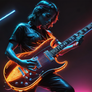 Glowing Neon Electric Guitar