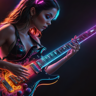 Glowing Neon Electric Guitar
