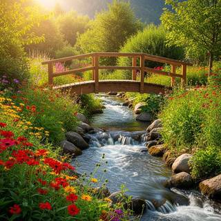 A Bridge over a Creek during Summer