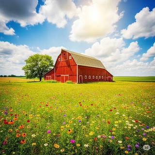 Large Red Barn during Summer