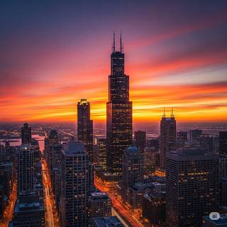 Willis Tower at Sunset