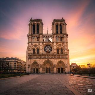 Notre Dame Cathedral at Sunset